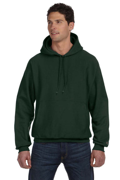 Champion S1051 Mens Hooded Sweatshirt Hoodie Dark Green Front