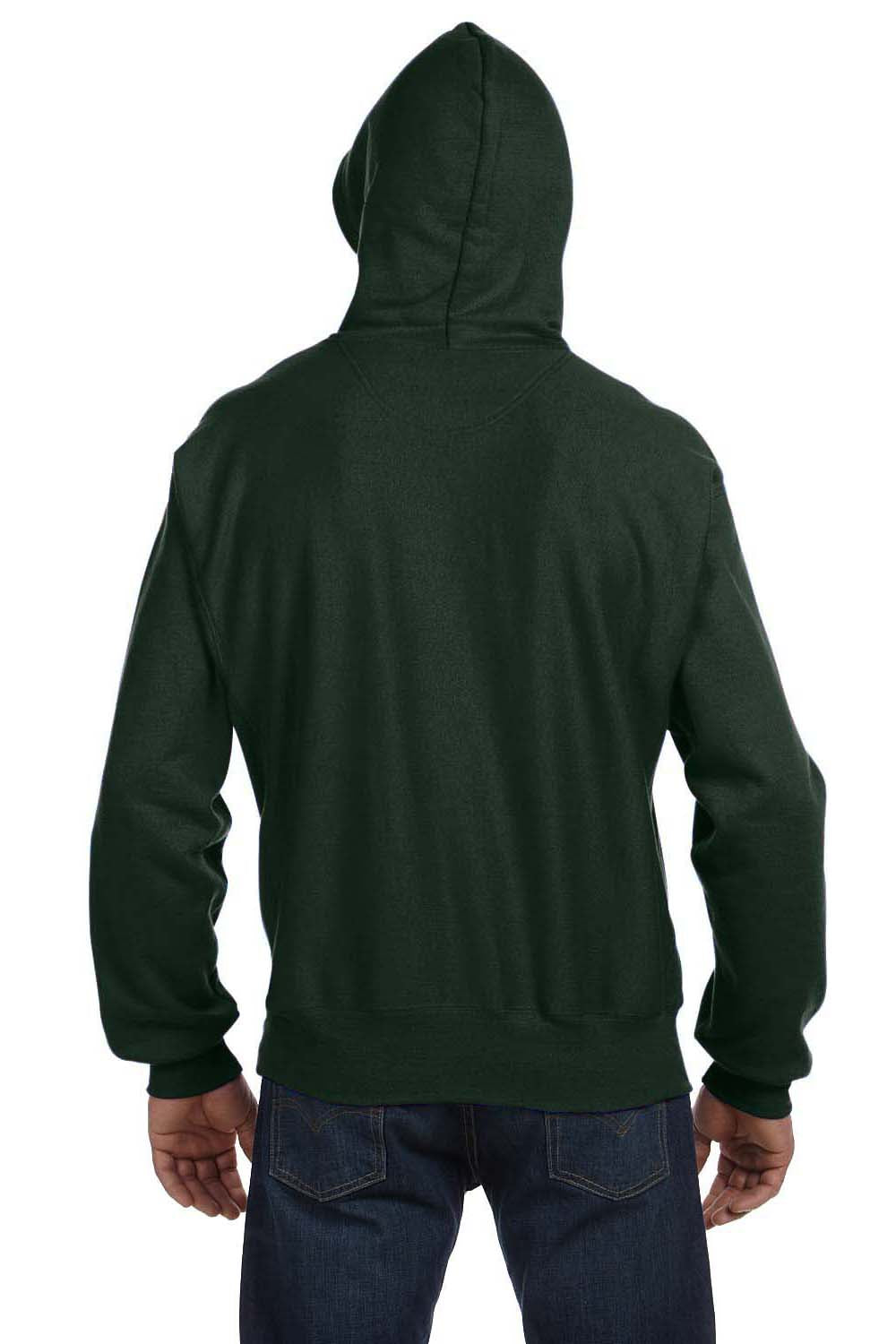 Champion S1051 Mens Hooded Sweatshirt Hoodie Dark Green Back