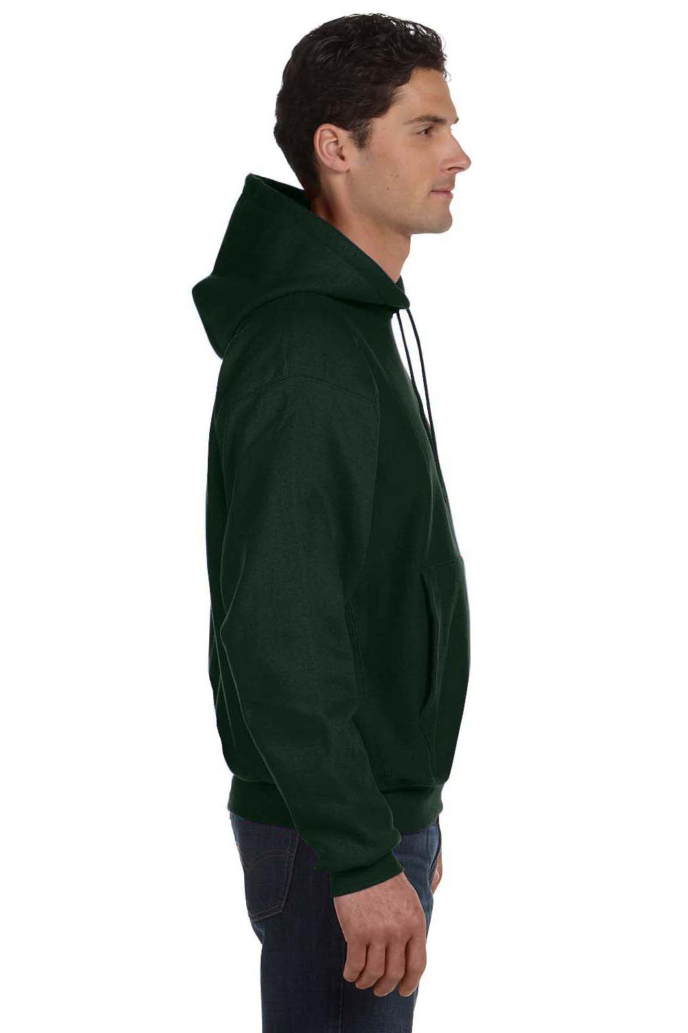 Champion S1051 Mens Hooded Sweatshirt Hoodie Dark Green Side