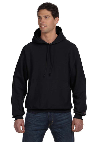 Champion S1051 Mens Hooded Sweatshirt Hoodie Black Front