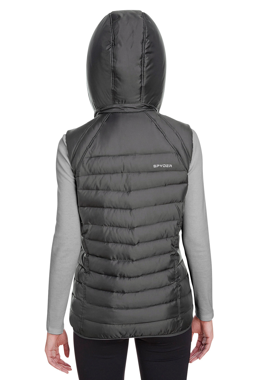 Spyder S16641 Womens Supreme Full Zip Hooded Puffer Vest Grey Back