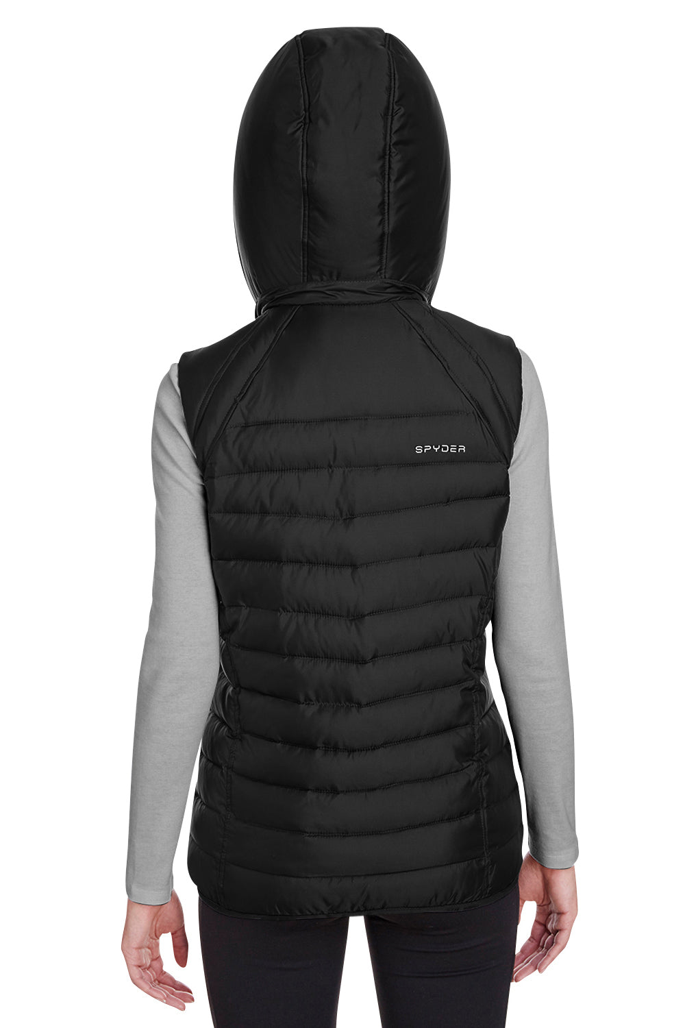 Spyder S16641 Womens Supreme Full Zip Hooded Puffer Vest Black Back