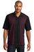 Port Authority S300 Mens Retro Easy Care Wrinkle Resistant Short Sleeve Button Down Camp Shirt Black/Burgundy Front