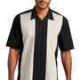 Port Authority Mens Retro Easy Care Wrinkle Resistant Short Sleeve Button Down Camp Shirt - Black/Light Stone
