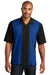 Port Authority S300 Mens Retro Easy Care Wrinkle Resistant Short Sleeve Button Down Camp Shirt Black/Royal Blue Front