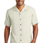 Port Authority Mens Easy Care Stain Resistant Short Sleeve Button Down Camp Shirt w/ Pocket - Ivory