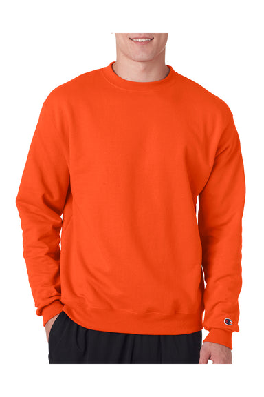 Champion S600 Mens Double Dry Eco Moisture Wicking Fleece Crewneck Sweatshirt Orange Front