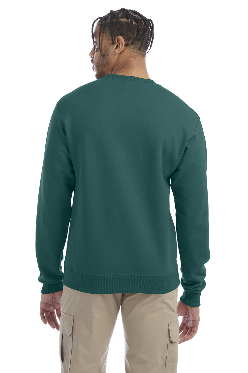 Champion S6000/S600 Mens Double Dry Eco Moisture Wicking Fleece Crewneck Sweatshirt Emerald Green Back