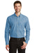 Port Authority S600 Mens Denim Long Sleeve Button Down Shirt w/ Pocket Faded Blue Front