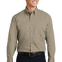 Port Authority Mens Long Sleeve Button Down Shirt w/ Pocket - Khaki