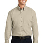 Port Authority Mens Long Sleeve Button Down Shirt w/ Pocket - Stone - Closeout