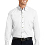 Port Authority Mens Long Sleeve Button Down Shirt w/ Pocket - White - Closeout