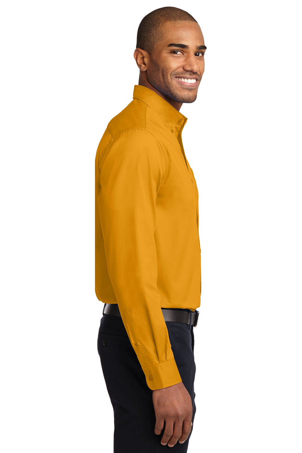 Port Authority S608/TLS608/S608ES Mens Easy Care Wrinkle Resistant Long Sleeve Button Down Shirt w/ Pocket Athletic Gold Side