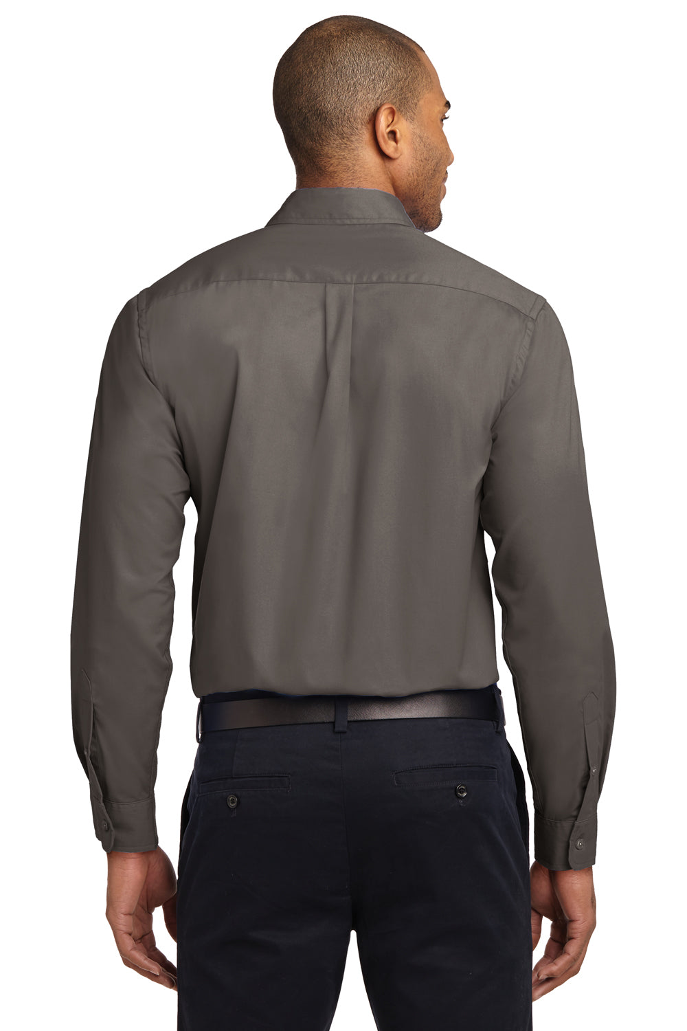 Port Authority S608/TLS608/S608ES Mens Easy Care Wrinkle Resistant Long Sleeve Button Down Shirt w/ Pocket Bark Brown Back