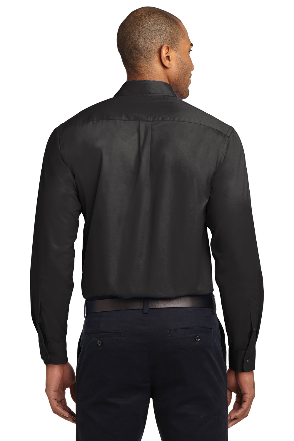 Port Authority S608/TLS608/S608ES Mens Easy Care Wrinkle Resistant Long Sleeve Button Down Shirt w/ Pocket Black Back