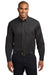 Port Authority S608/TLS608/S608ES Mens Easy Care Wrinkle Resistant Long Sleeve Button Down Shirt w/ Pocket Black Front