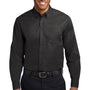 Port Authority Mens Easy Care Wrinkle Resistant Long Sleeve Button Down Shirt w/ Pocket - Black