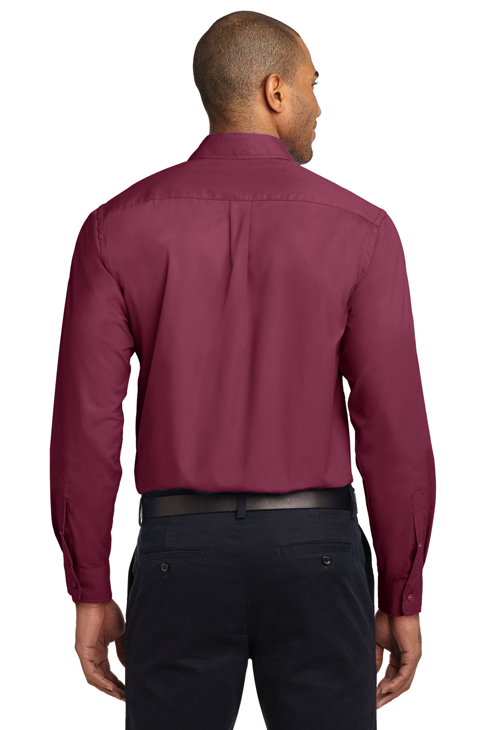 Port Authority S608/TLS608/S608ES Mens Burgundy Easy Care Wrinkle Resistant  Long Sleeve Button Down Shirt w/ Pocket —