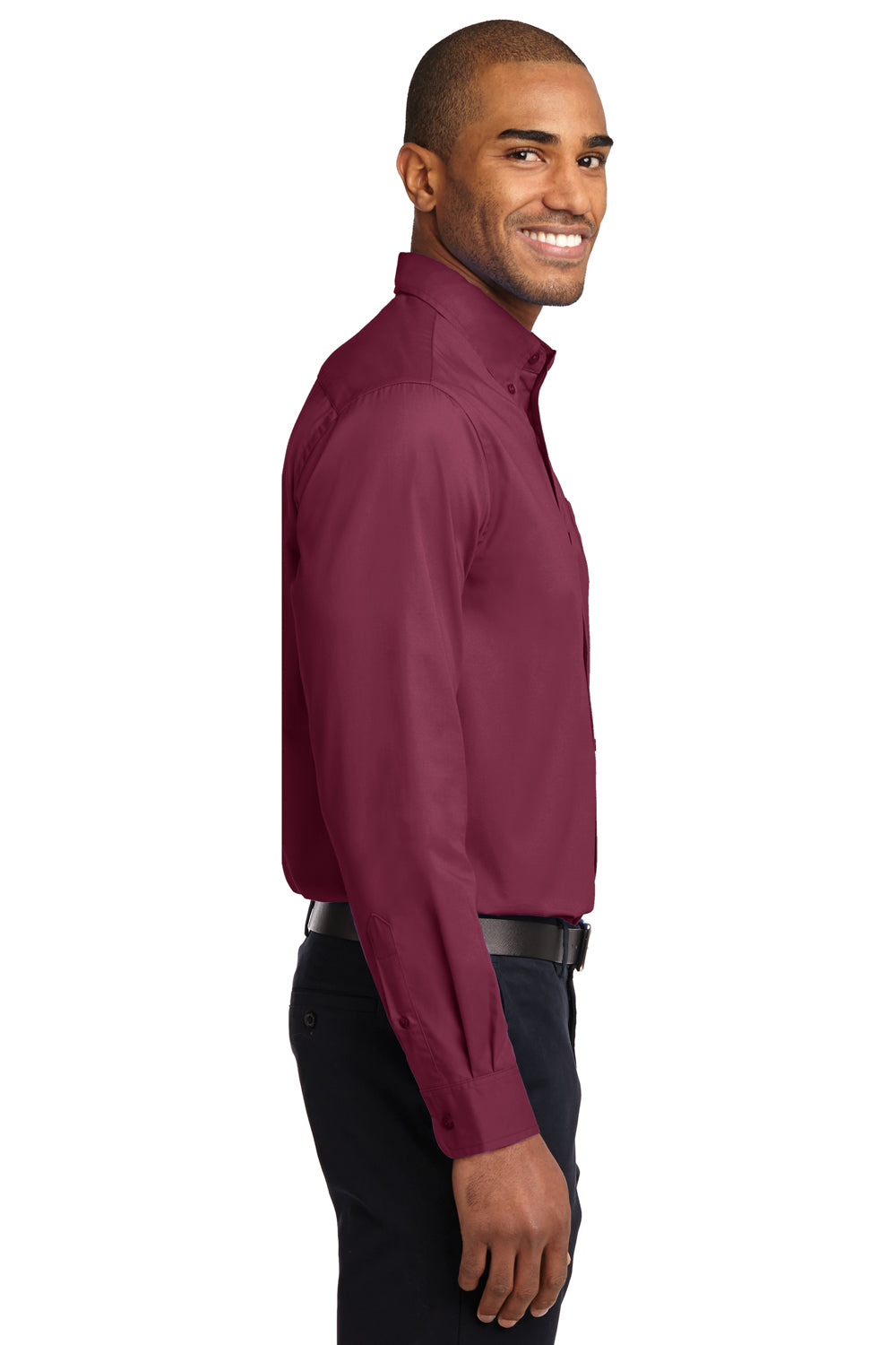 Port Authority S608/TLS608/S608ES Mens Easy Care Wrinkle Resistant Long Sleeve Button Down Shirt w/ Pocket Burgundy Side