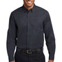 Port Authority Mens Easy Care Wrinkle Resistant Long Sleeve Button Down Shirt w/ Pocket - Classic Navy Blue