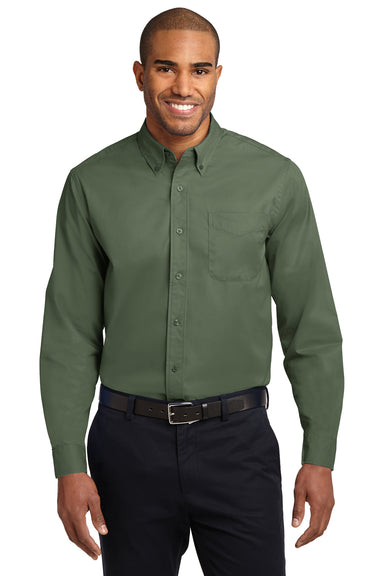 Port Authority S608/TLS608/S608ES Mens Easy Care Wrinkle Resistant Long Sleeve Button Down Shirt w/ Pocket Clover Green Front