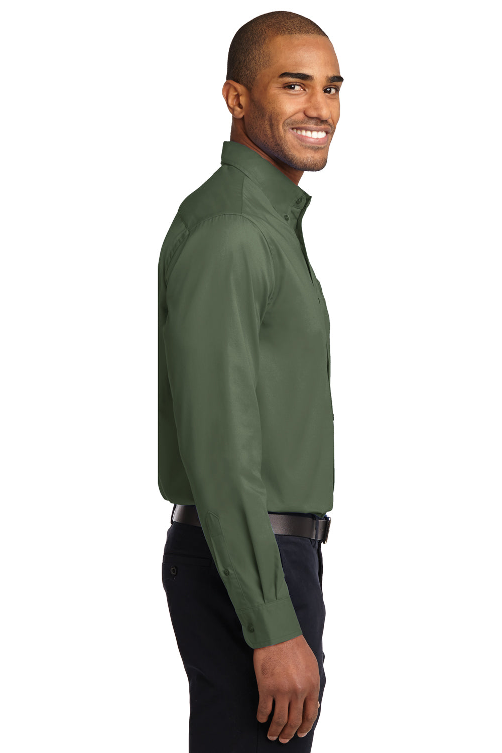 Port Authority S608/TLS608/S608ES Mens Easy Care Wrinkle Resistant Long Sleeve Button Down Shirt w/ Pocket Clover Green Side