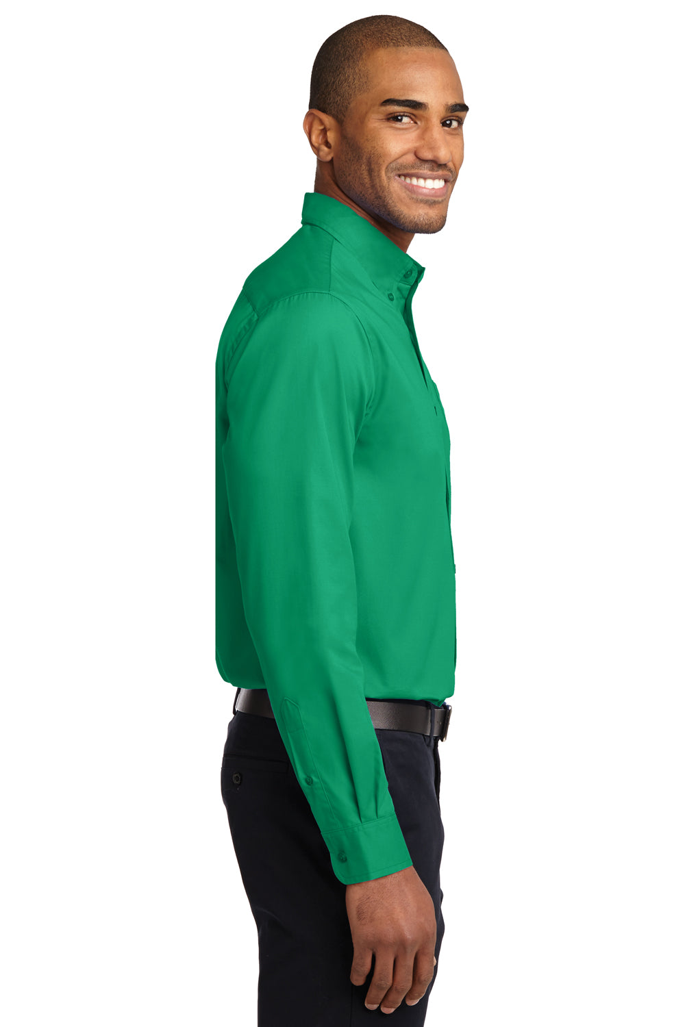 Port Authority S608/TLS608/S608ES Mens Easy Care Wrinkle Resistant Long Sleeve Button Down Shirt w/ Pocket Court Green Side
