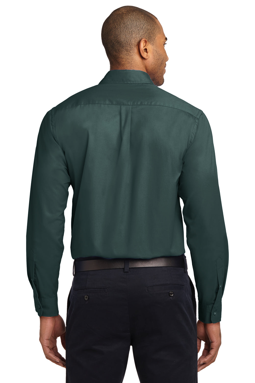 Port Authority S608/TLS608/S608ES Mens Easy Care Wrinkle Resistant Long Sleeve Button Down Shirt w/ Pocket Dark Green Back