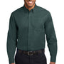 Port Authority Mens Easy Care Wrinkle Resistant Long Sleeve Button Down Shirt w/ Pocket - Dark Green