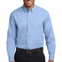Port Authority Mens Easy Care Wrinkle Resistant Long Sleeve Button Down Shirt w/ Pocket - Light Blue