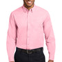 Port Authority Mens Easy Care Wrinkle Resistant Long Sleeve Button Down Shirt w/ Pocket - Light Pink