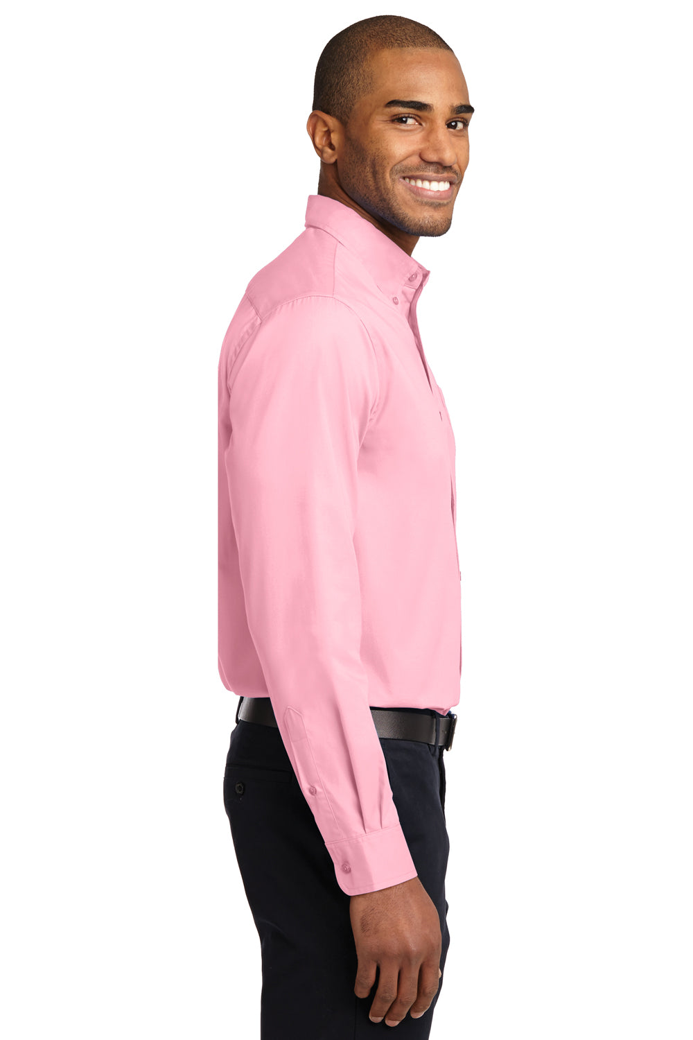 Port Authority S608/TLS608/S608ES Mens Easy Care Wrinkle Resistant Long Sleeve Button Down Shirt w/ Pocket Light Pink Side