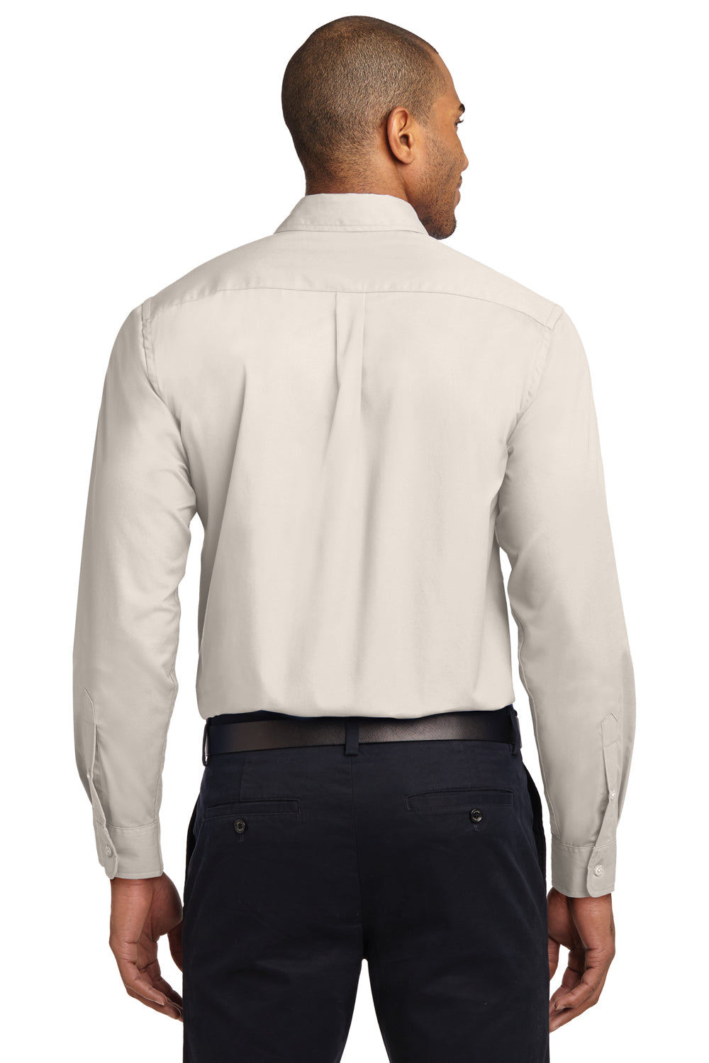 Port Authority S608/TLS608/S608ES Mens Easy Care Wrinkle Resistant Long Sleeve Button Down Shirt w/ Pocket Light Stone Back