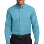 Port Authority Mens Easy Care Wrinkle Resistant Long Sleeve Button Down Shirt w/ Pocket - Maui Blue