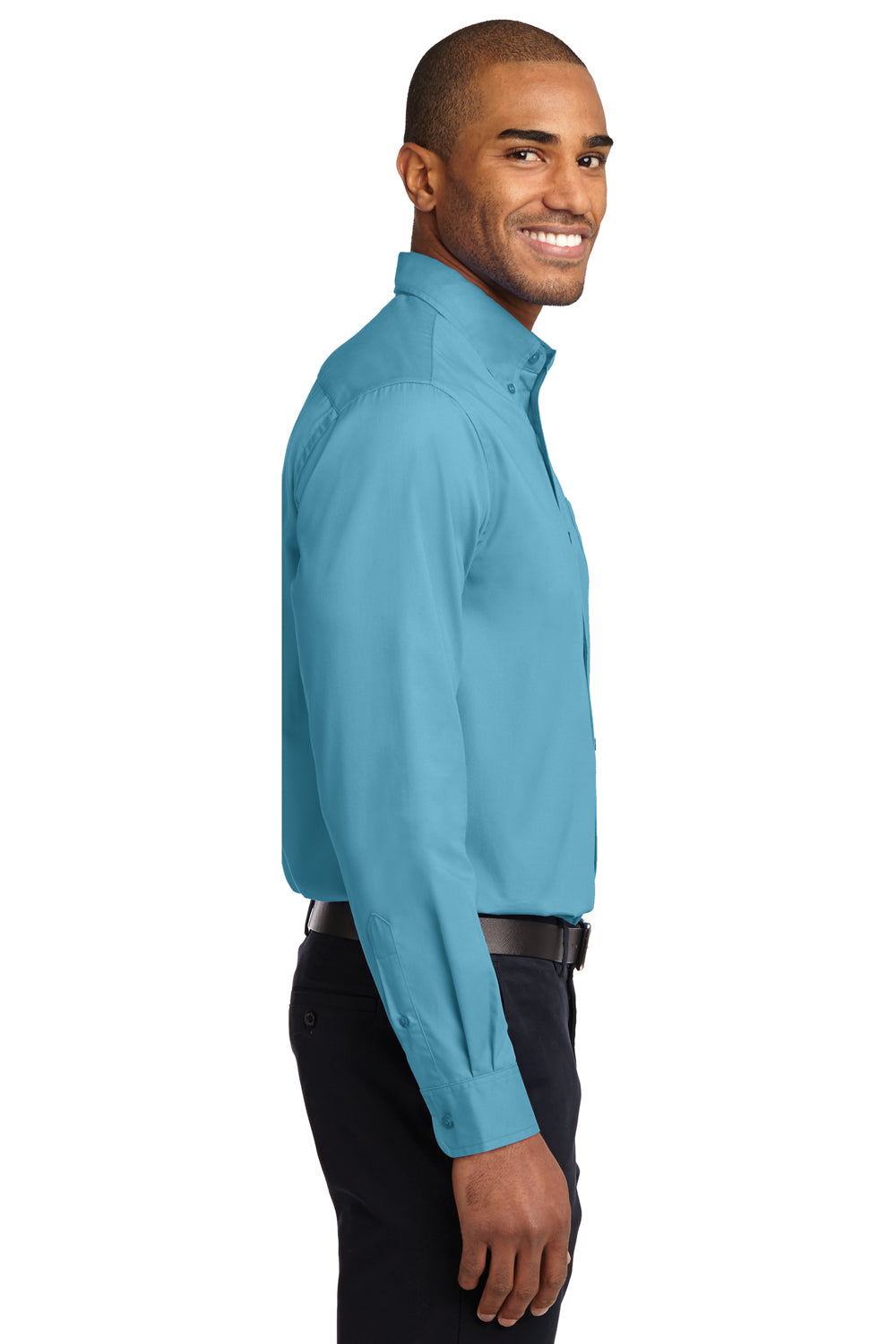 Port Authority S608/TLS608/S608ES Mens Easy Care Wrinkle Resistant Long Sleeve Button Down Shirt w/ Pocket Maui Blue Side