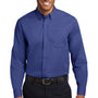 Port Authority Mens Easy Care Wrinkle Resistant Long Sleeve Button Down Shirt w/ Pocket - Mediterranean Blue