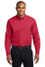 Port Authority S608/TLS608/S608ES Mens Easy Care Wrinkle Resistant Long Sleeve Button Down Shirt w/ Pocket Red Front