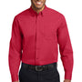 Port Authority Mens Easy Care Wrinkle Resistant Long Sleeve Button Down Shirt w/ Pocket - Red