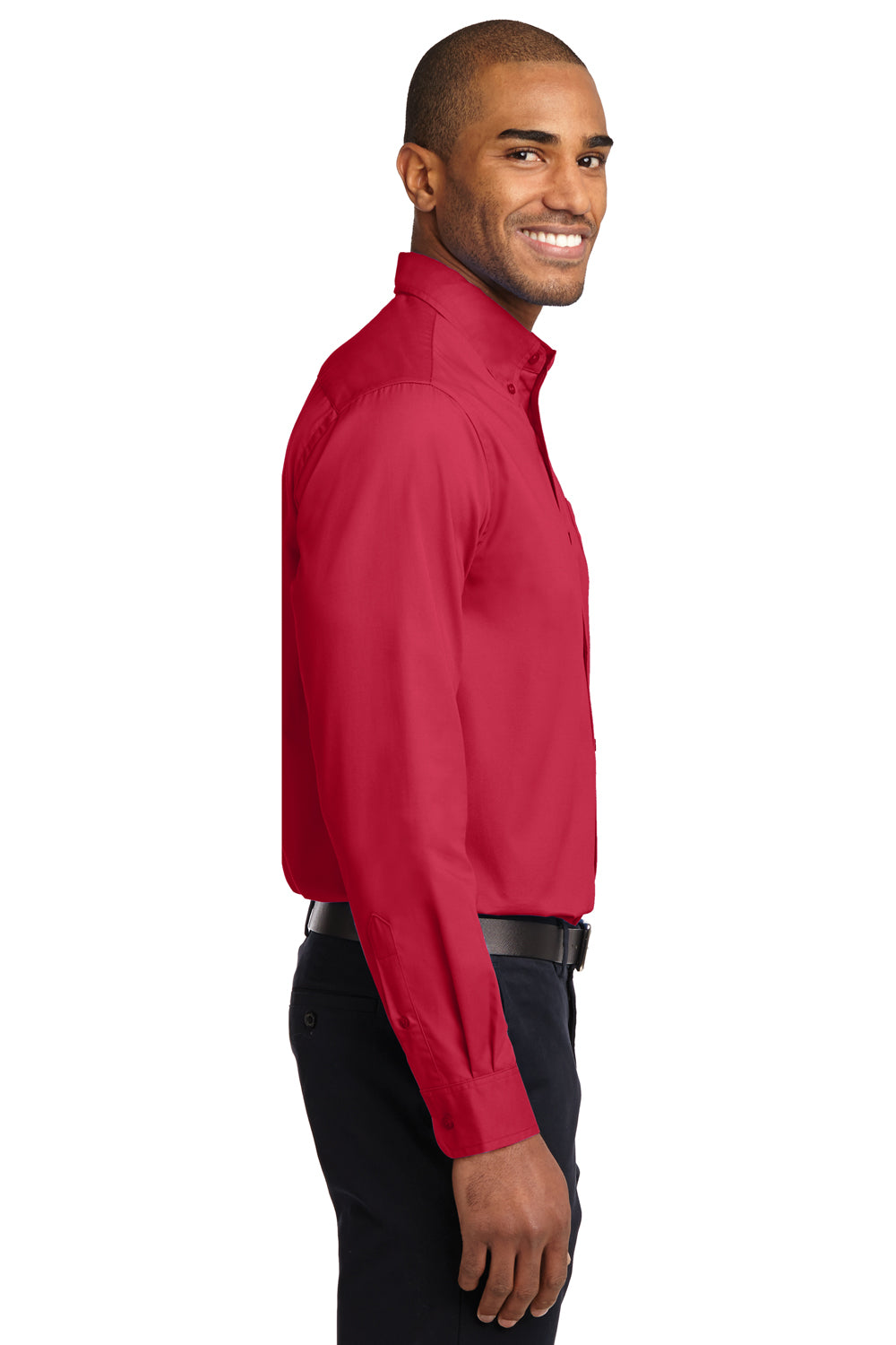 Port Authority S608/TLS608/S608ES Mens Easy Care Wrinkle Resistant Long Sleeve Button Down Shirt w/ Pocket Red Side