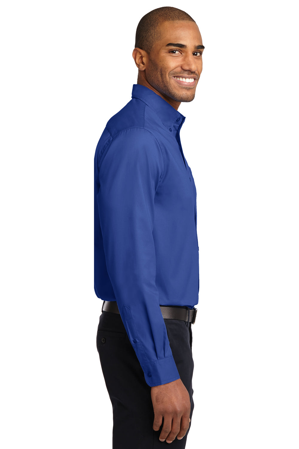 Port Authority S608/TLS608/S608ES Mens Easy Care Wrinkle Resistant Long Sleeve Button Down Shirt w/ Pocket Royal Blue Side