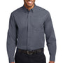 Port Authority Mens Easy Care Wrinkle Resistant Long Sleeve Button Down Shirt w/ Pocket - Steel Grey