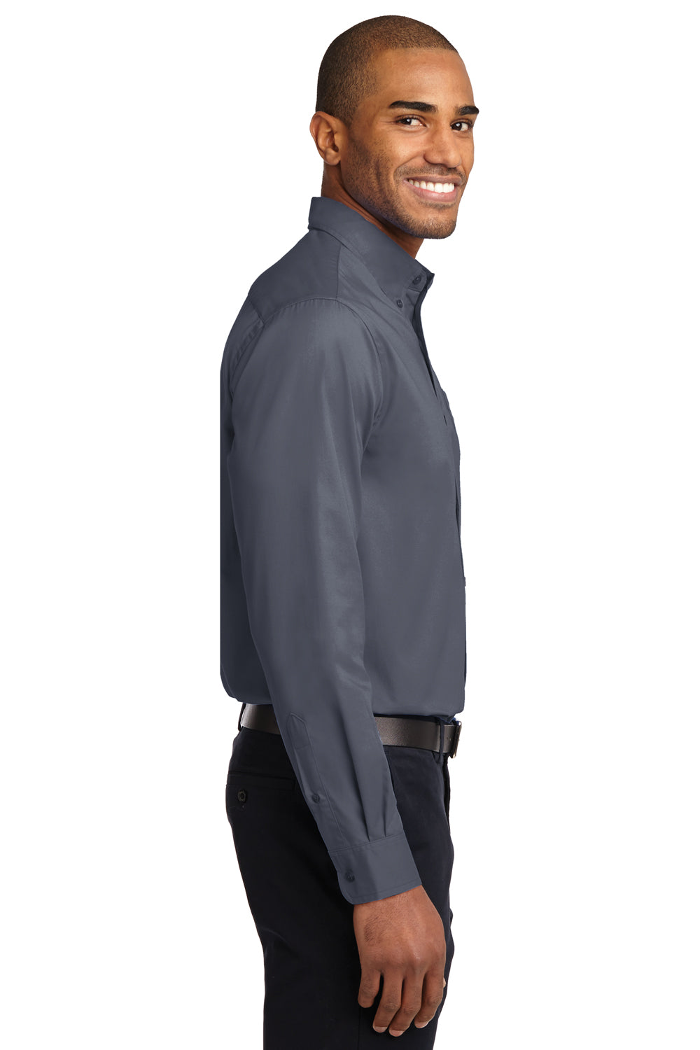 Port Authority S608/TLS608/S608ES Mens Easy Care Wrinkle Resistant Long Sleeve Button Down Shirt w/ Pocket Steel Grey Side