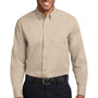 Port Authority Mens Easy Care Wrinkle Resistant Long Sleeve Button Down Shirt w/ Pocket - Stone Brown