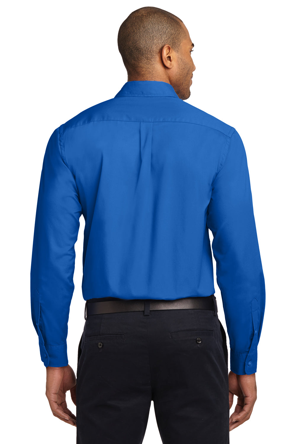 Port Authority S608/TLS608/S608ES Mens Easy Care Wrinkle Resistant Long Sleeve Button Down Shirt w/ Pocket Strong Blue Back