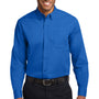 Port Authority Mens Easy Care Wrinkle Resistant Long Sleeve Button Down Shirt w/ Pocket - Strong Blue