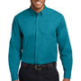 Port Authority Mens Easy Care Wrinkle Resistant Long Sleeve Button Down Shirt w/ Pocket - Teal Green