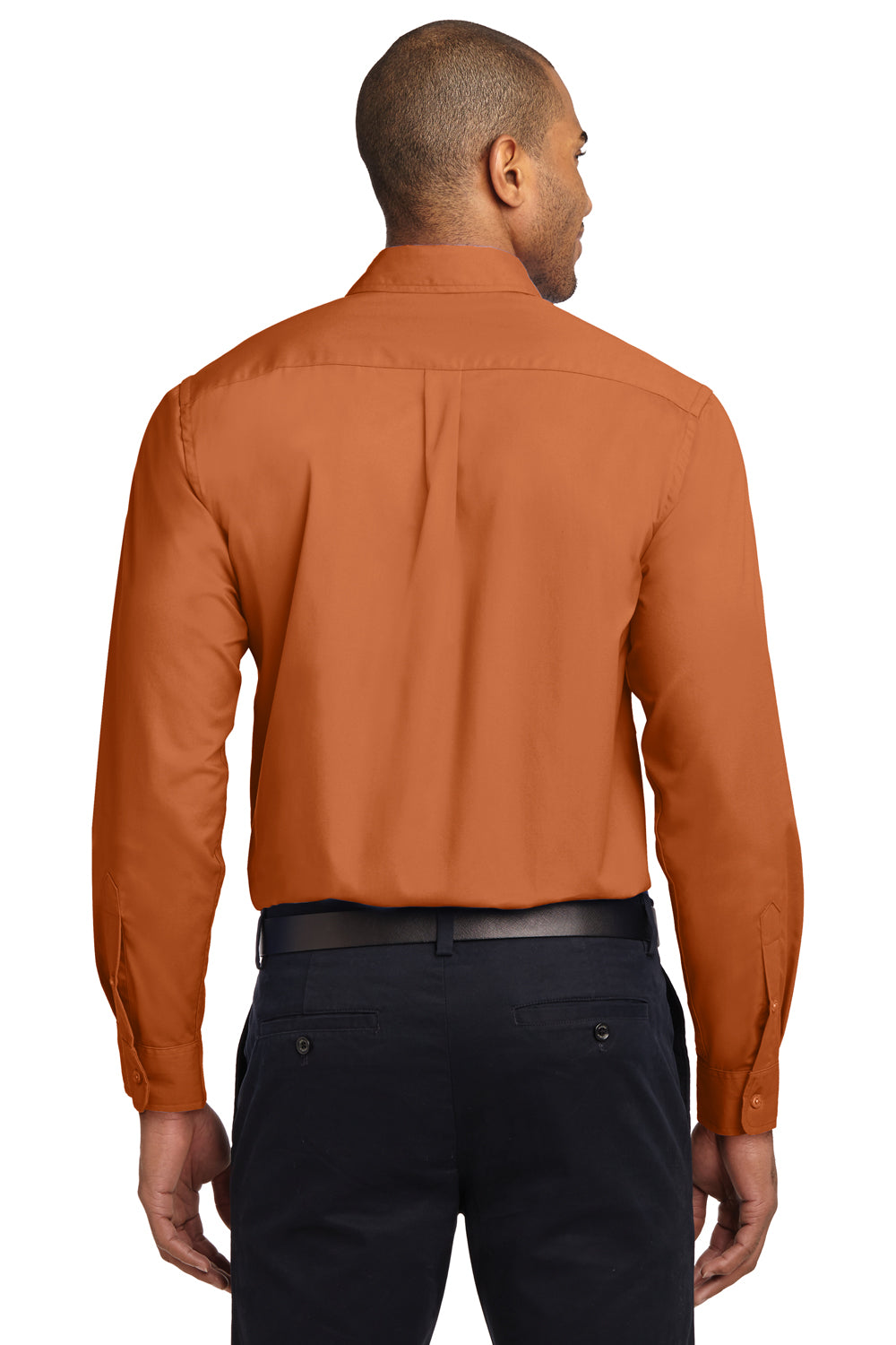 Port Authority S608/TLS608/S608ES Mens Easy Care Wrinkle Resistant Long Sleeve Button Down Shirt w/ Pocket Texas Orange Back