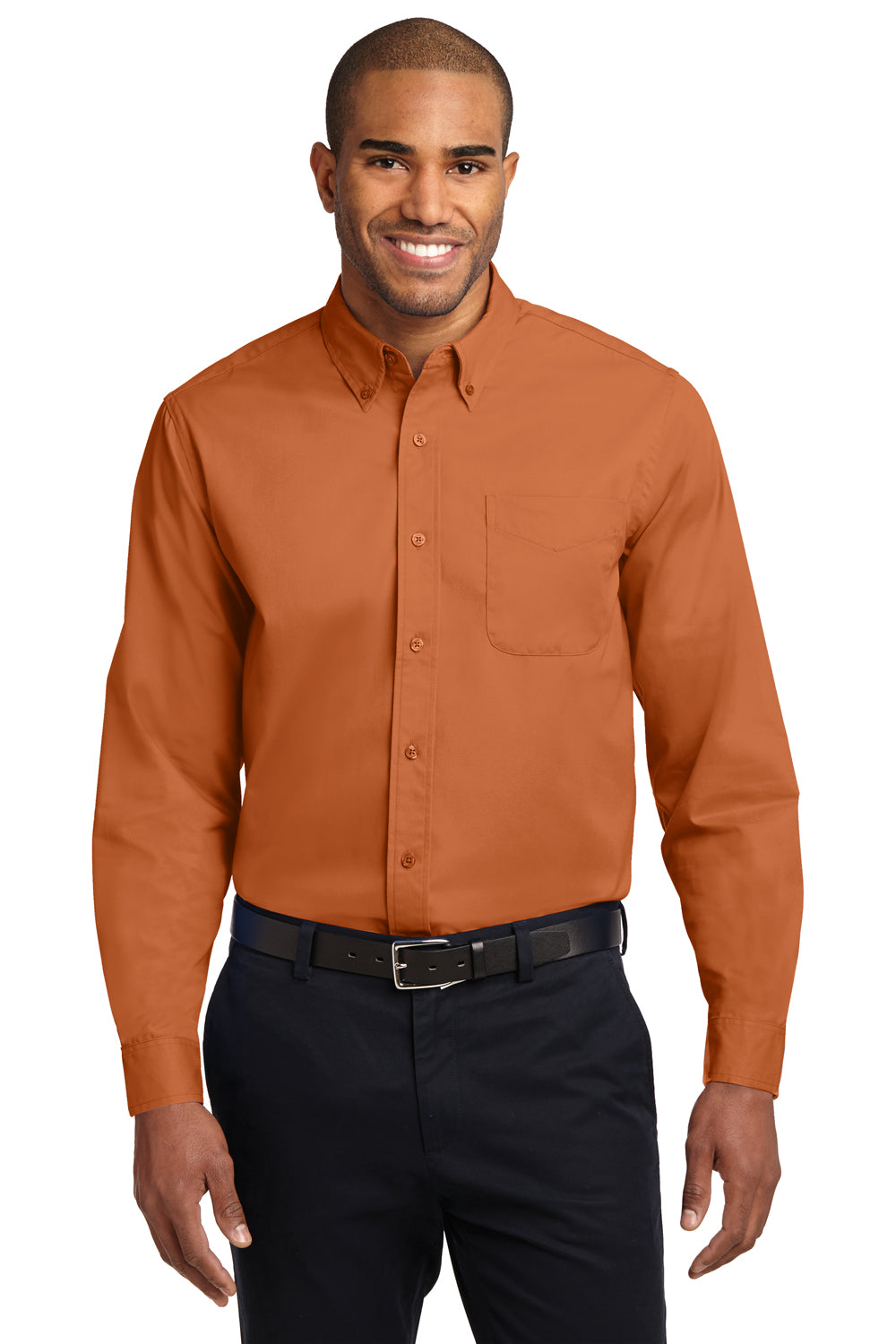 Port Authority S608/TLS608/S608ES Mens Dark Green Easy Care Wrinkle  Resistant Long Sleeve Button Down Shirt w/ Pocket —