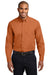Port Authority S608/TLS608/S608ES Mens Easy Care Wrinkle Resistant Long Sleeve Button Down Shirt w/ Pocket Texas Orange Front