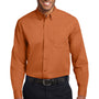 Port Authority Mens Easy Care Wrinkle Resistant Long Sleeve Button Down Shirt w/ Pocket - Texas Orange